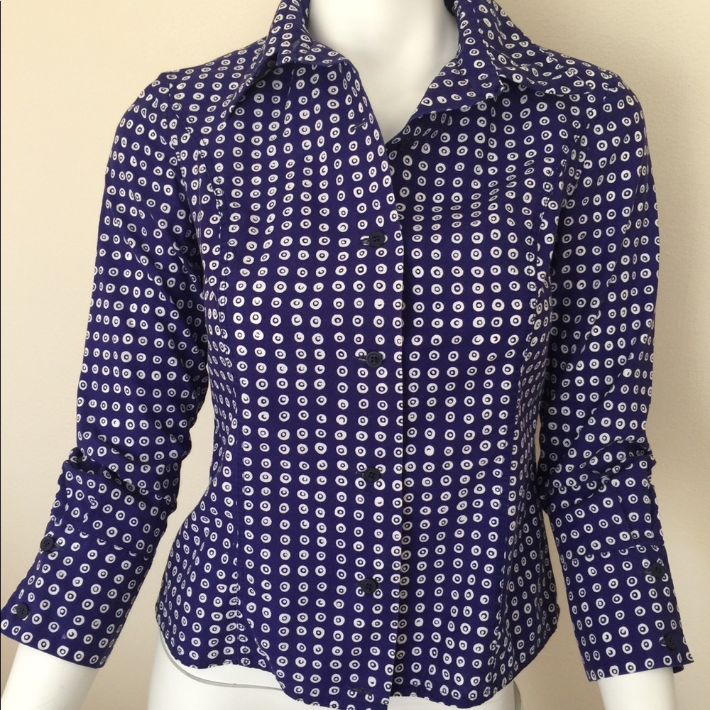 Marimekko vintage cotton blue & white blouse